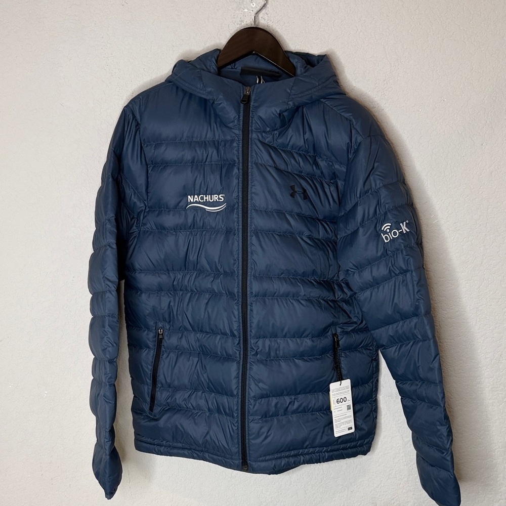 Under Armour Navy Hooded Puffer Jacket large NWT